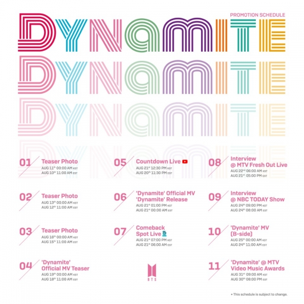 사진= Dynamite Promotion Schedule / 빅히트엔터테인먼트 공식 SNS