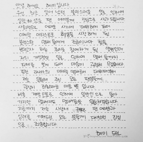 사진=혜미 SNS